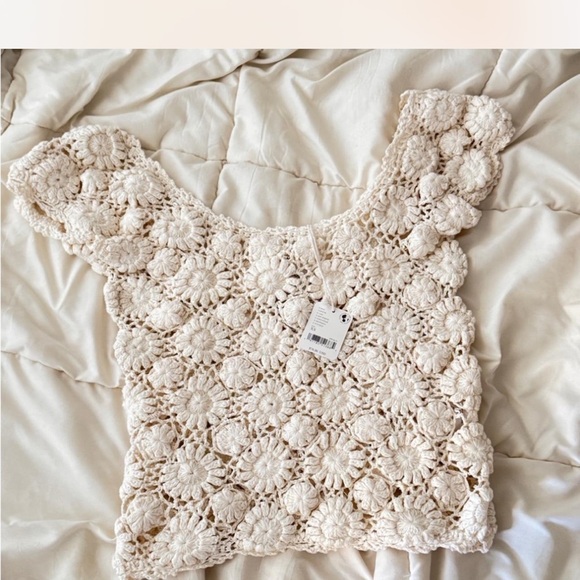 NWT free people Cream Crochet top - Picture 5 of 5
